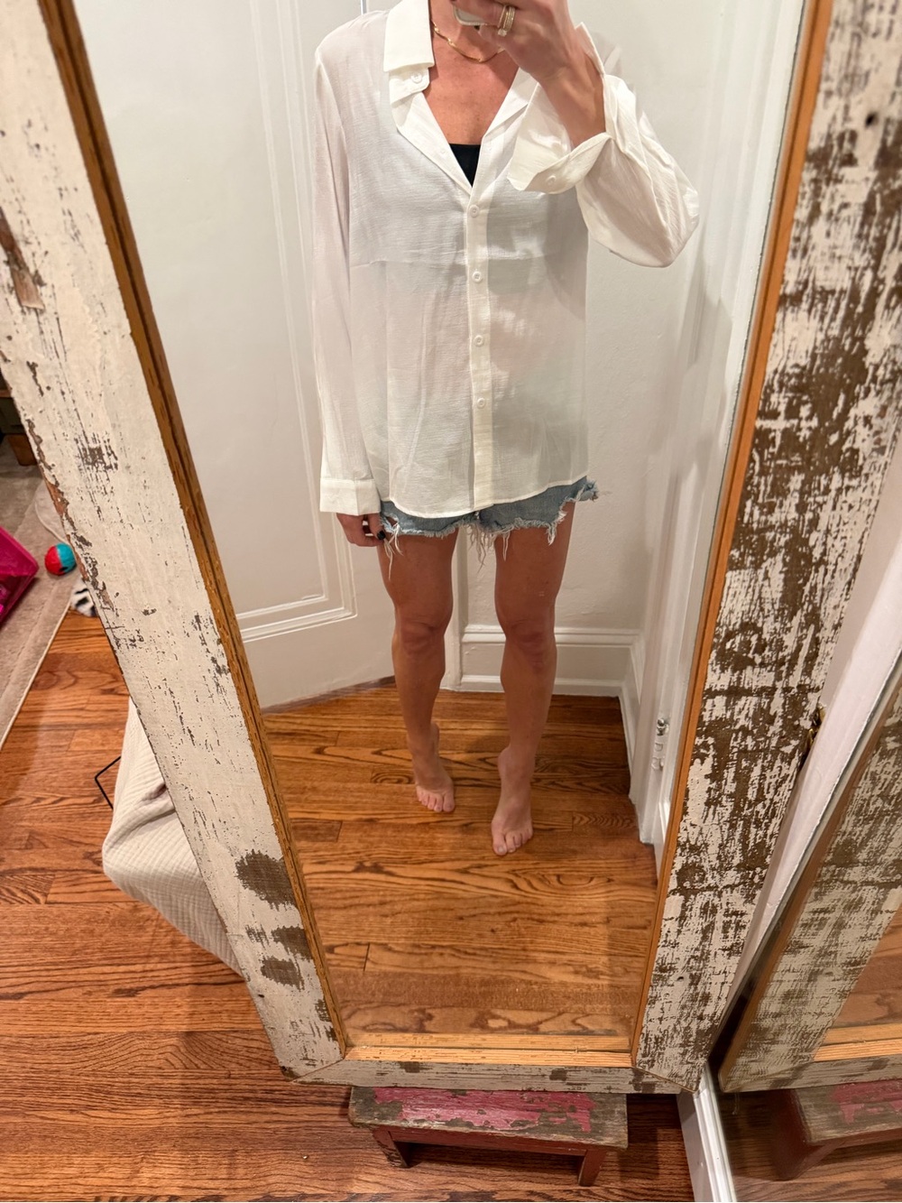 Lightweight White Button-Up Shirt - White